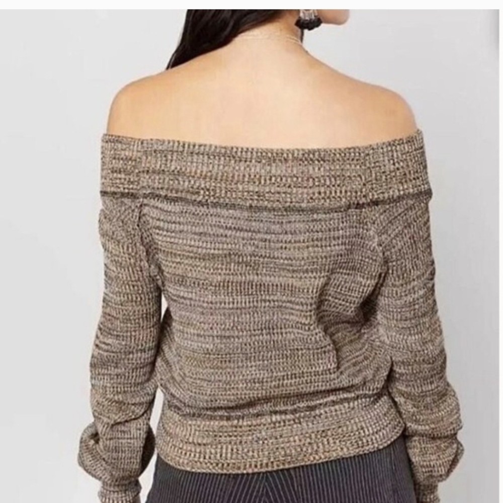 Free People Sugar Rush Wild Horses Off Shoulder Cropped Sweater Medium - Picture 3 of 6
